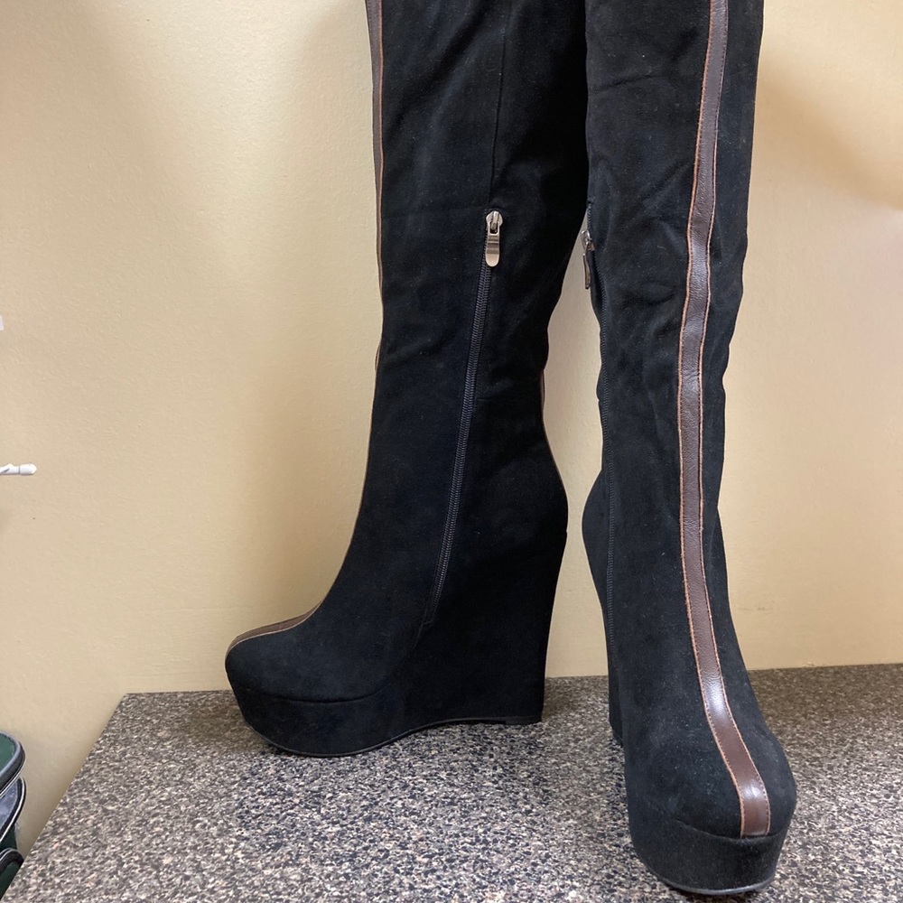 Black suede boots size 10